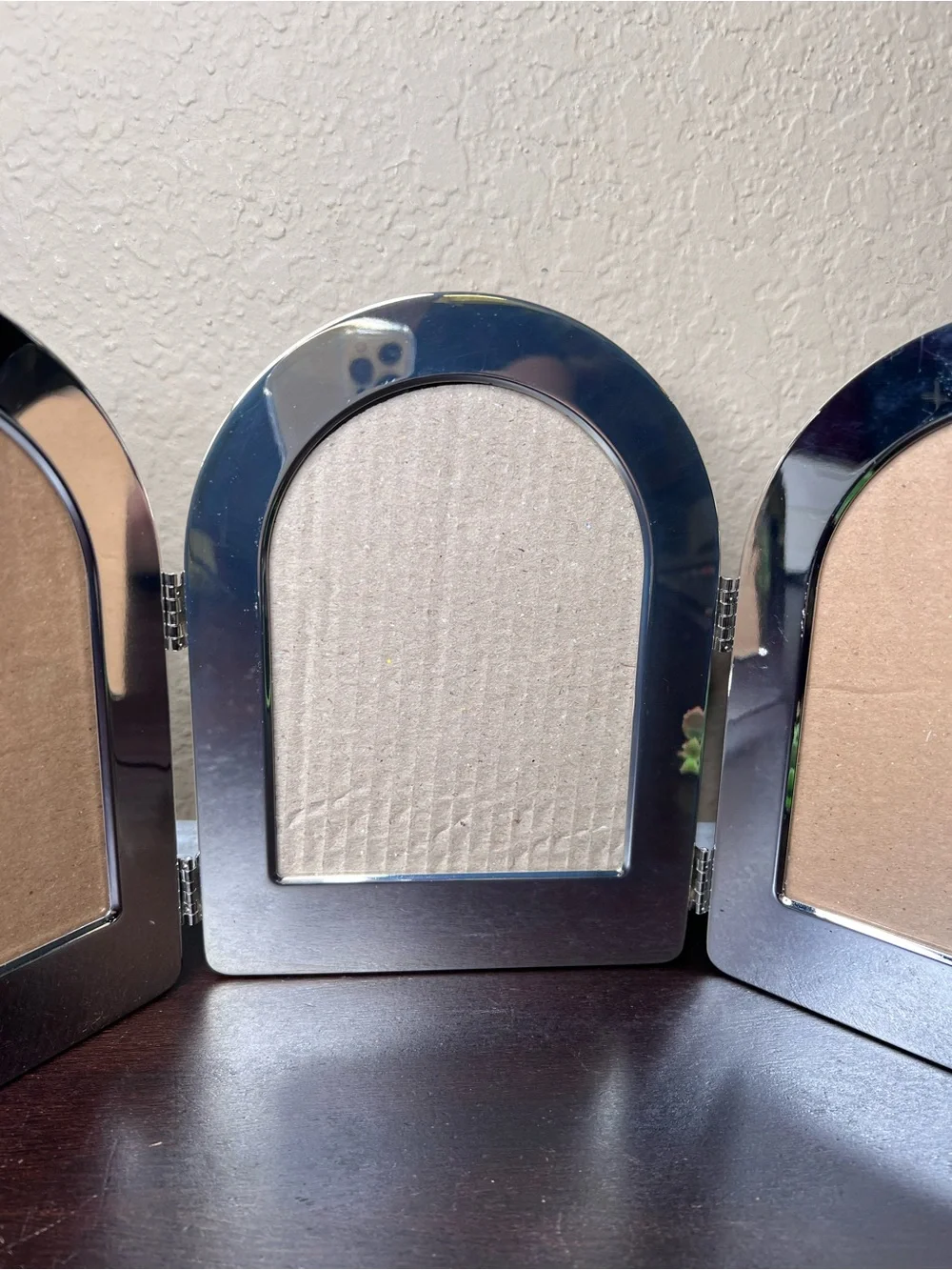 Vintage 1980s Godinger Arch Triptych Photo Frame, Art Deco Revival